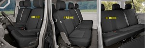 Sitzbezüge passgenau TAILOR Made geeignet für Volkswagen T5 Bj. 2003-2015 - 1+2+1+2+3 - 9 Sitzer - ideal angepasst