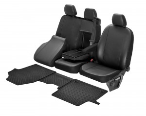 Passgenaue Kunstleder Sitzbezüge VIP und Gummifußmatten - ein Set geeignet für Opel Vivaro C ab 2019 - 