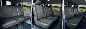 Sitzbezüge Kunstleder mit Stoff passgenau passend für VW T6 Transporter Caravelle ab 2015/19-9 Sitzer Viva
