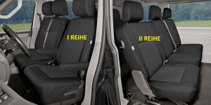 Sitzbezüge passgenau TAILOR Made geeignet für Volkswagen T5 Bj. 2003-2015 - 1+2+1+2 - 6 Sitzer - ideal angepasst