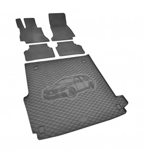 Passgenaues Fußmatten und Kofferraumwanne Passgenau ideal Angepasst - ein SET geeignet für  Mercedes E klasse  S213 Kombi ab 2016-