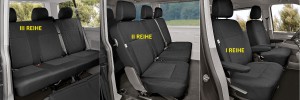 Sitzbezüge passgenau TAILOR Made geeignet für Volkswagen T5 Bj. 2003-2015 - 1+1+1+2+3 - 8 Sitzer - ideal angepasst