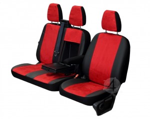 geeignet für Fiat Ducato Bj. 2006-2014- 2020- Sitzbezüge CUSTO Rot passgenau KUNSTLEDER & VELOURSLEDERIMITAT