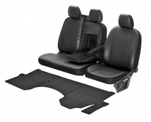 Passgenaue Kunstleder Sitzbezüge und Gummifußmatten geeignet für VW Crafter 2006-2017 - VIP ein Set