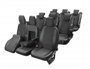 Sitzbezüge Viva Passgenau Schonbezüge - Drei Reihen (9 Plätze) DV-VI-FTC-SD-9M-488 geeignet für Ford Custom (2012-2018)